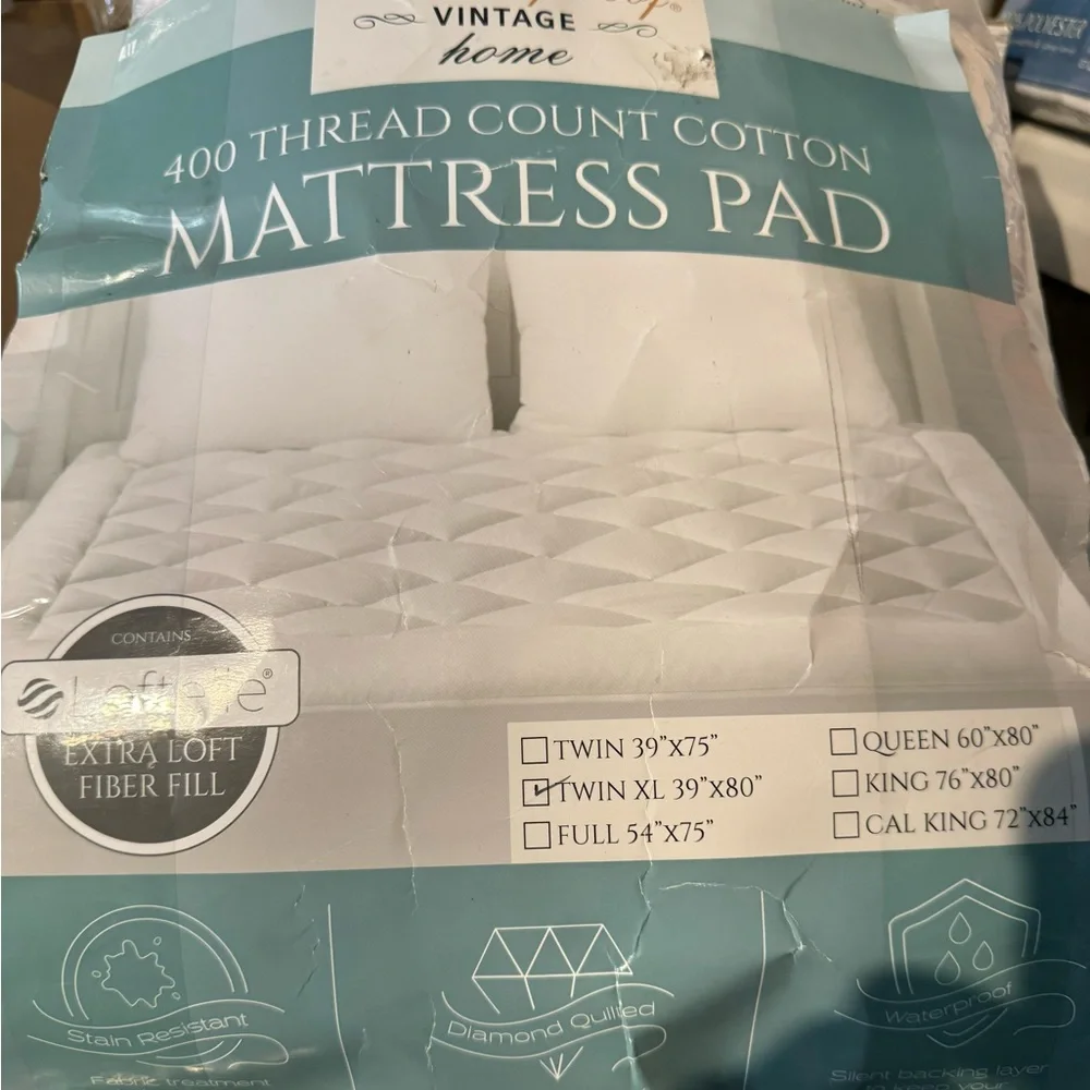 Weatherproof Vintage Home 400 Thread Count Cotton Mattress Pad Twin XL